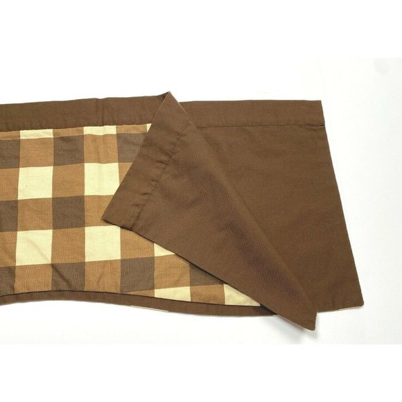 1 Cotton Canvas Plaid Buffalo Valance Curtain Brown Tan Beige Farmhouse Check - Picture 6 of 6